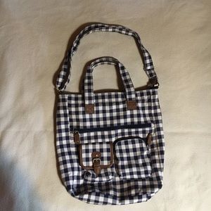 Navy and White checkered Tote 💗